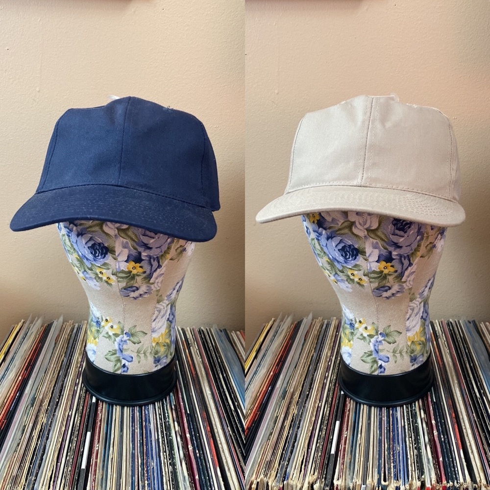 2 Unisex Classic Navy Blue + Tan Baseball Hats Cap NWT
